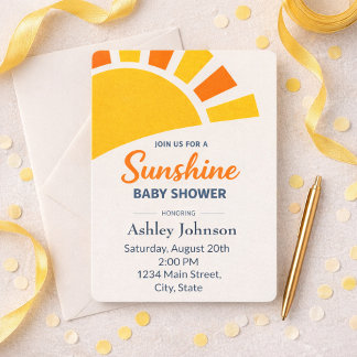 Sunshine Baby Shower Invite – Modern Sun