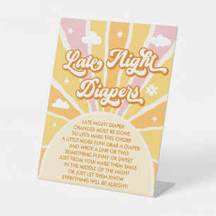 Sunshine Baby Shower Late Night Diapers Game Pedestal Sign