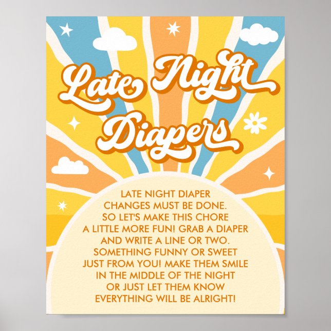 Sunshine Baby Shower Late Night Diapers Game Poster (Front)