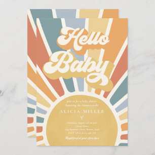 Sunshine Baby Shower Muted Boho Retro Sunshine Invitation