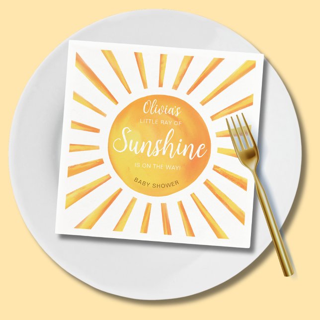 Sunshine Baby Shower Napkin (Little Ray of Sunshine Baby Shower paper napkins)