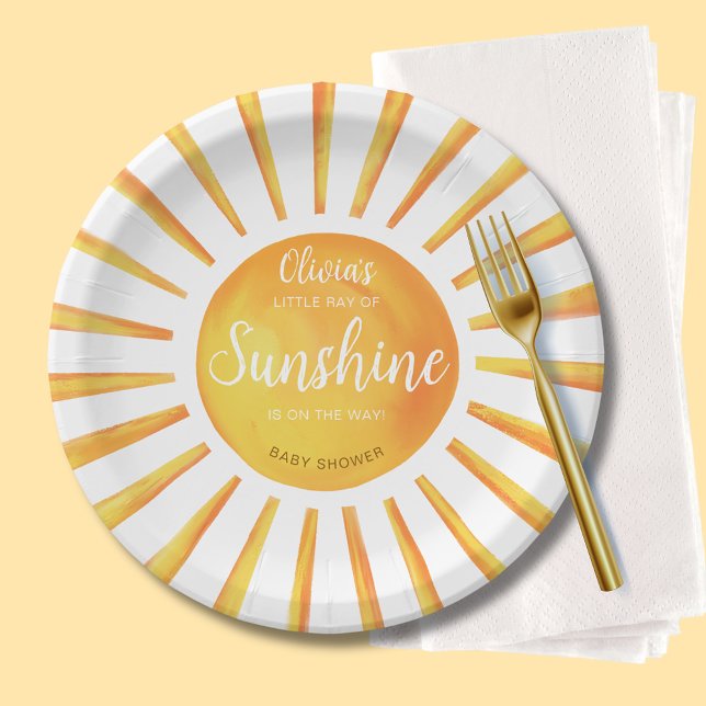 Sunshine Baby Shower Paper Plate (Little Ray of Sunshine Baby Shower paper party plates)