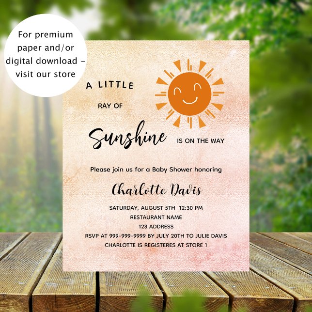 Sunshine Baby Shower sun girl budget invitation Flyer (Creator Uploaded)