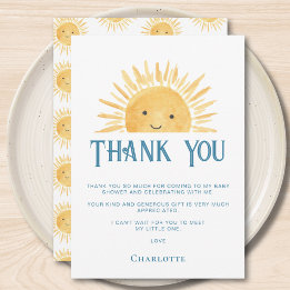 Sunshine Baby Shower  Thank You Card