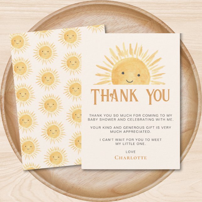 Sunshine Baby Shower  Thank You Card (Creator Uploaded)