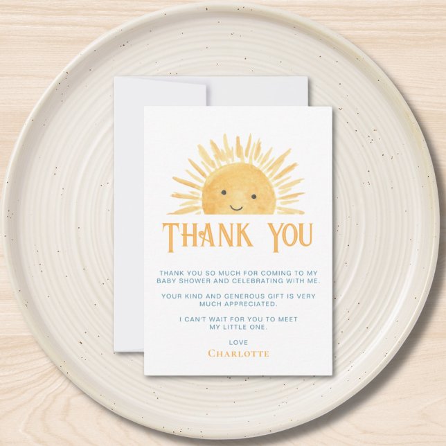 Sunshine Baby Shower  Thank You Card (Creator Uploaded)