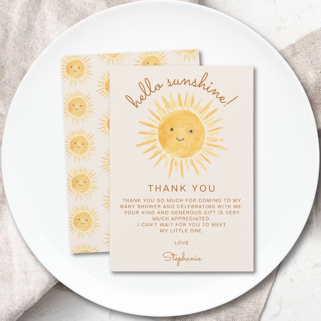 Sunshine Baby Shower Thank You Card (Creator Uploaded)