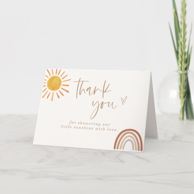 Sunshine Baby Shower Thank You Card, Rainbow Baby  Card (Front)