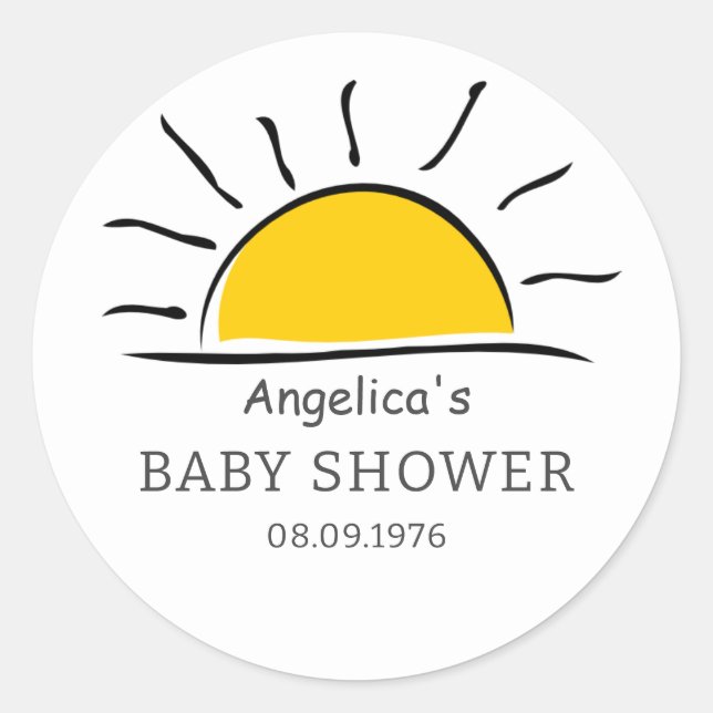 Sunshine Baby Shower Thank You Classic Round Sticker (Front)