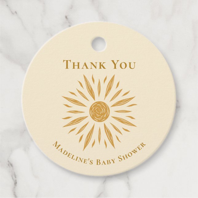 Sunshine Baby Shower Thank You Tag (Front)