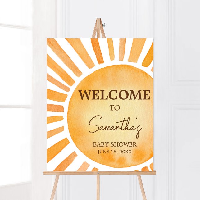 Sunshine Baby Shower Welcome Poster (A Little Ray of Sunshine Baby Shower Welcome Sign)