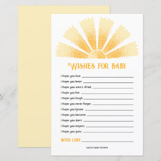 Sunshine Baby Shower Wishes For Baby