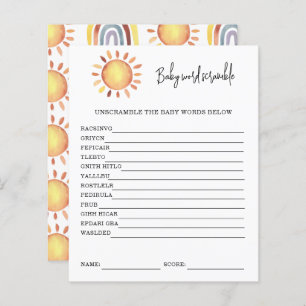 Sunshine Baby Word Scramble Baby Shower Game