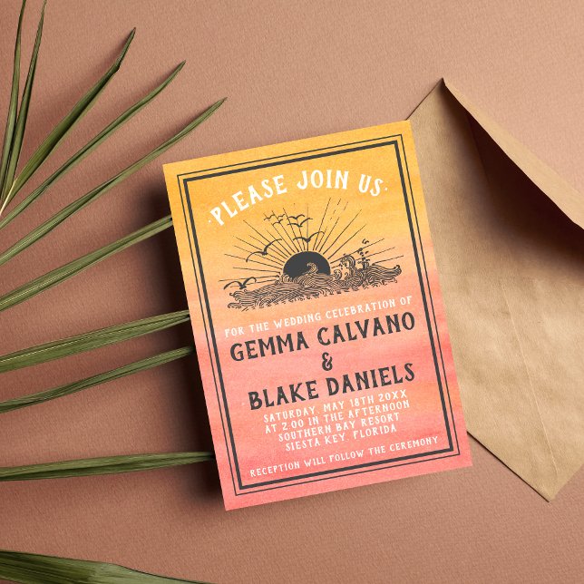 Sunshine Beach Destination Ocean Wedding Card (Creator Uploaded)