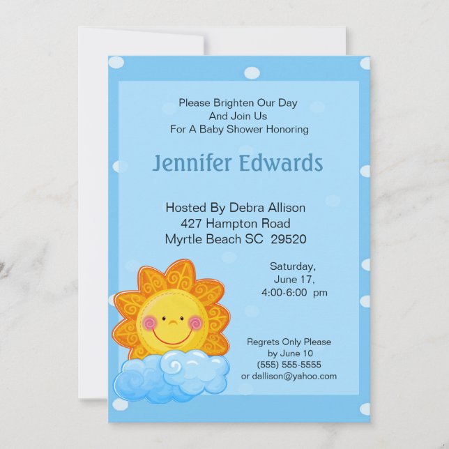 Sunshine Birthday Invitation (Front)