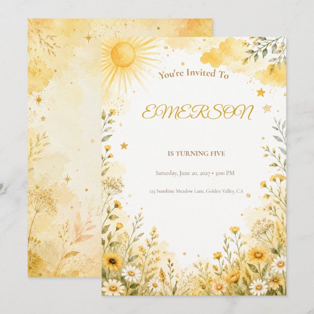 Sunshine Birthday Invitation | Ray of Sunshine (Front/Back)