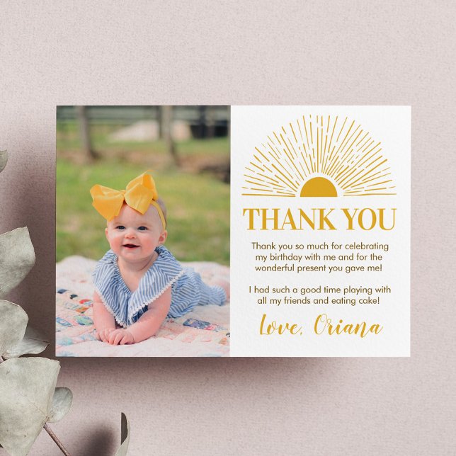 Sunshine Birthday Party Thank You Card (Creator Uploaded)