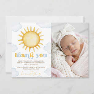 Sunshine Birthday Photo Thank You Invitation