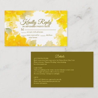 Sunshine & Blooms: Yellow Watercolor Floral RSVP Enclosure Card