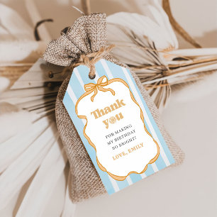 Sunshine Blue Gingham Birthday Party Gift Tags
