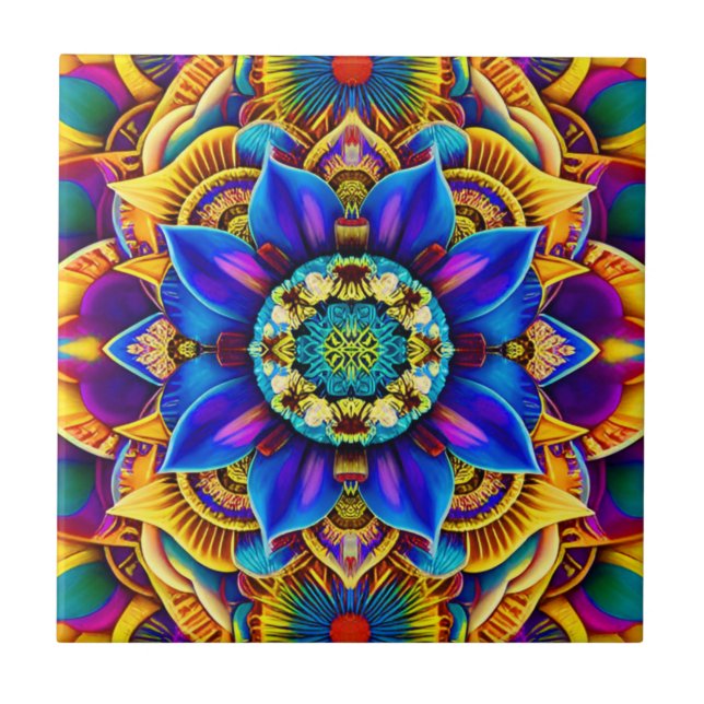 Sunshine Blue Mandala  Tile (Front)