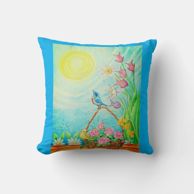 Sunshine blue skies throw pillow  (Front)