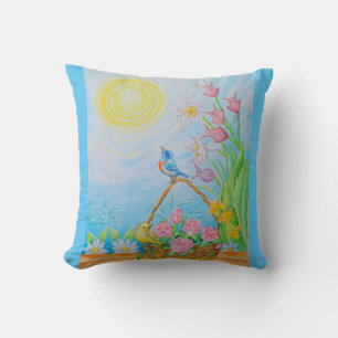 Sunshine blue skies throw pillow