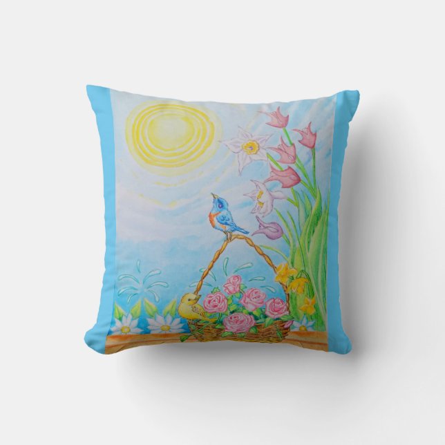 Sunshine blue skies throw pillow  (Front)