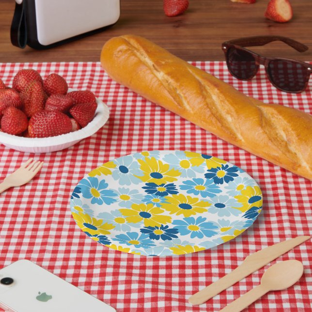 Sunshine Blue Sky Blooming Daisy  Paper Plate (Picnic)