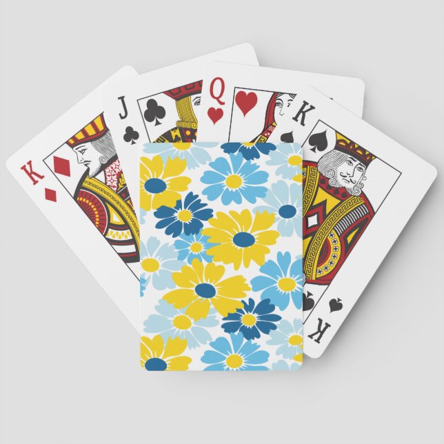 Sunshine Blue Sky Blooming Daisy  Playing Cards (Back)