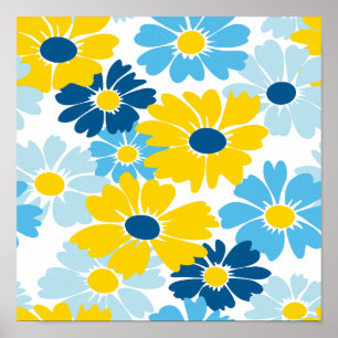 Sunshine Blue Sky Blooming Daisy  Poster