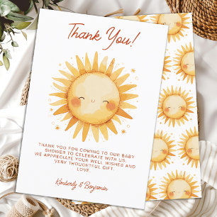 Sunshine Boho Cute Gender Neutral Sun Baby Shower Thank You Card