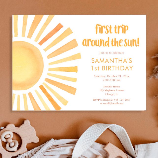 Sunshine boho first trip around the sun birthday invitation (Creator Uploaded)