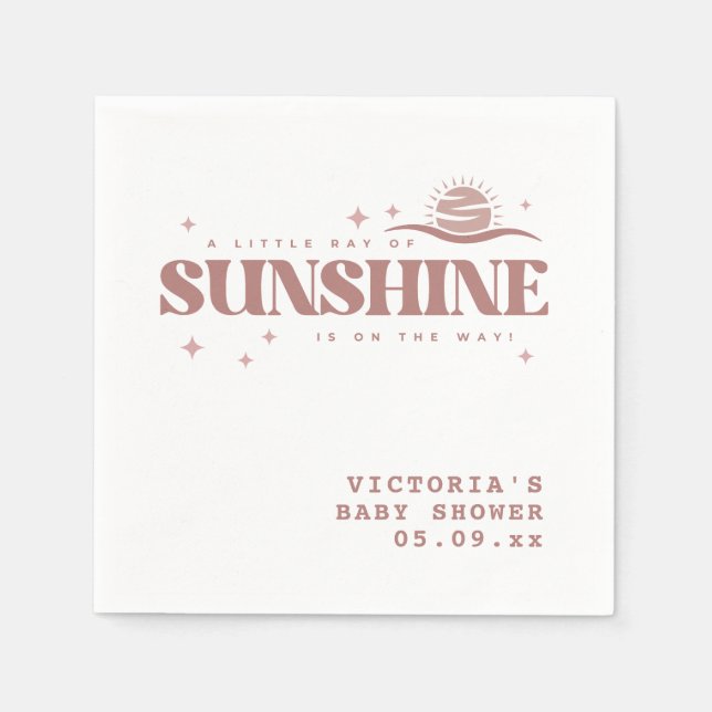 Sunshine Boho Gender Neutral Baby Shower Cocktail Napkin (Front)