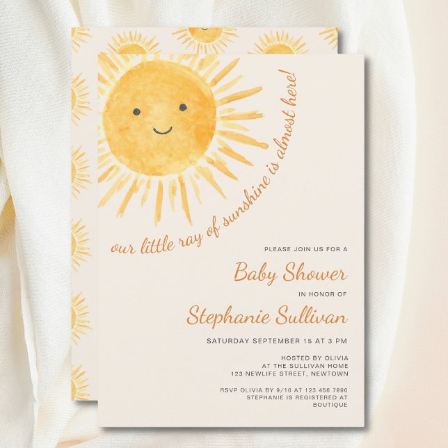 Sunshine Boho Gender-Neutral Sun Baby Shower Invitation (Creator Uploaded)