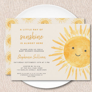 Sunshine Boho Gender-Neutral Sun Baby Shower Invitation