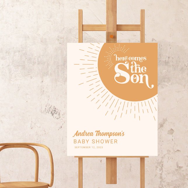 Sunshine Boho Here Comes the Son Baby Shower Poster (Creator Uploaded)