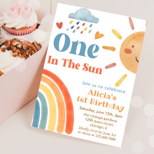 Sunshine Boho One in The Sun 1st Birthday  Invitation