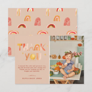 Sunshine Boho Rainbow Photo Thank You Card