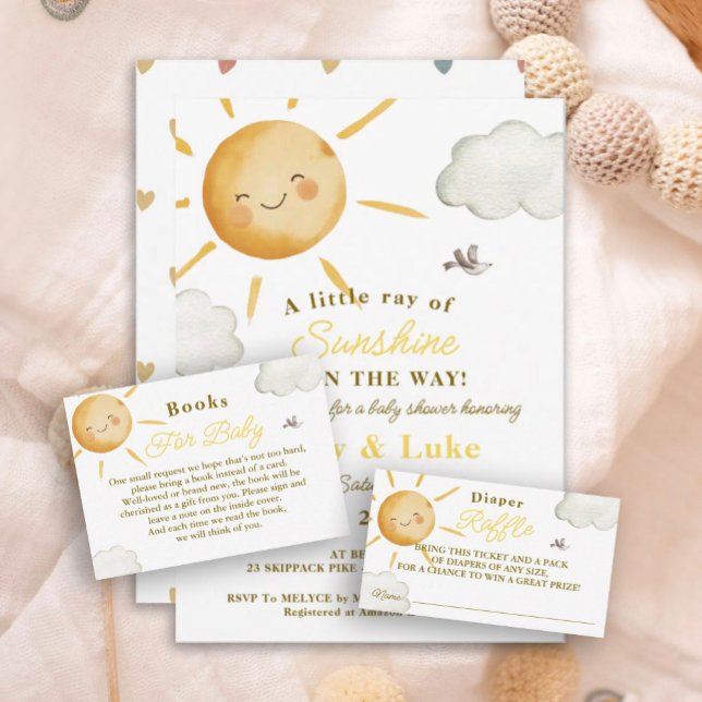 Sunshine Boho Sun Baby Shower Diaper Raffle Card (Creator Uploaded)