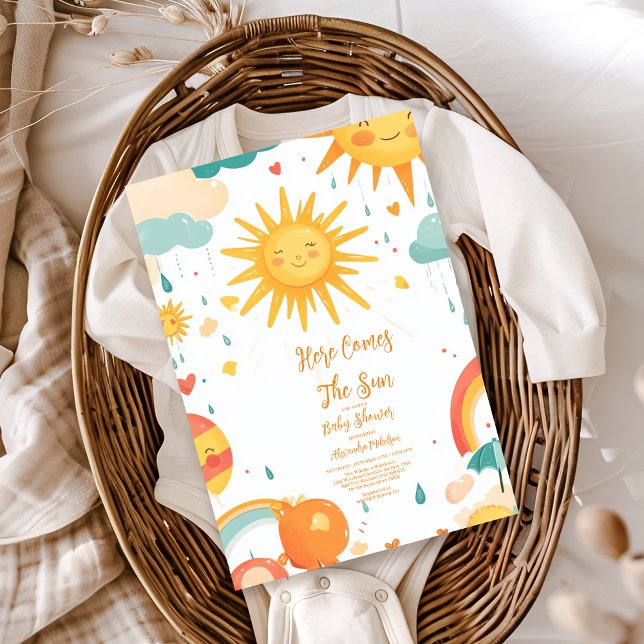 Sunshine Boho Sun Gender-Neutral Baby Shower Invitation (Creator Uploaded)