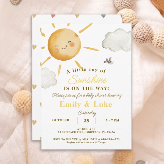 Sunshine Boho Sun Gender-Neutral Baby Shower Invitation (Creator Uploaded)