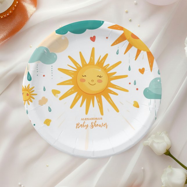 Sunshine Boho Sun Gender-Neutral  Paper Plate (Creator Uploaded)
