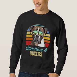 Sunshine Boxers Dog Retro Sunset Beach Vibe Sweatshirt
