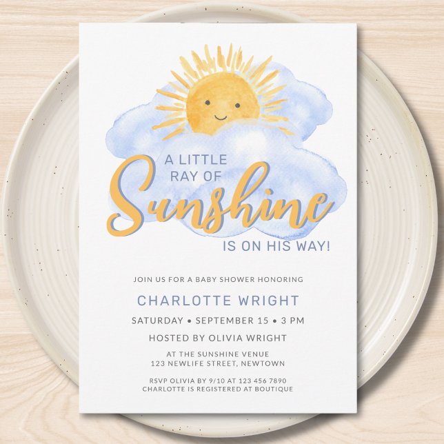 Sunshine Boy's Baby Shower Invitation (Creator Uploaded)