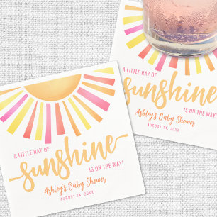 Sunshine Bright Pink Baby Shower Napkin