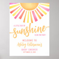 Sunshine Bright Pink Baby Shower Welcome Sign