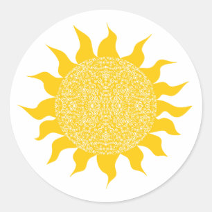 Sunshine Bright Yellow Sun Classic Round Sticker