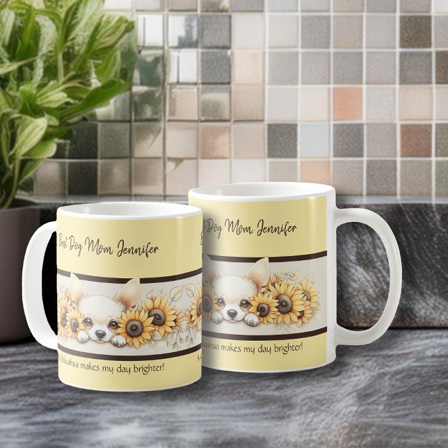 Sunshine Chihuahua Sunflower Watercolor Dog Floral Coffee Mug (Sunshine Chihuahua Sunflower Watercolor Dog Floral Coffee Mug. Personalize for a friend or yourself.)