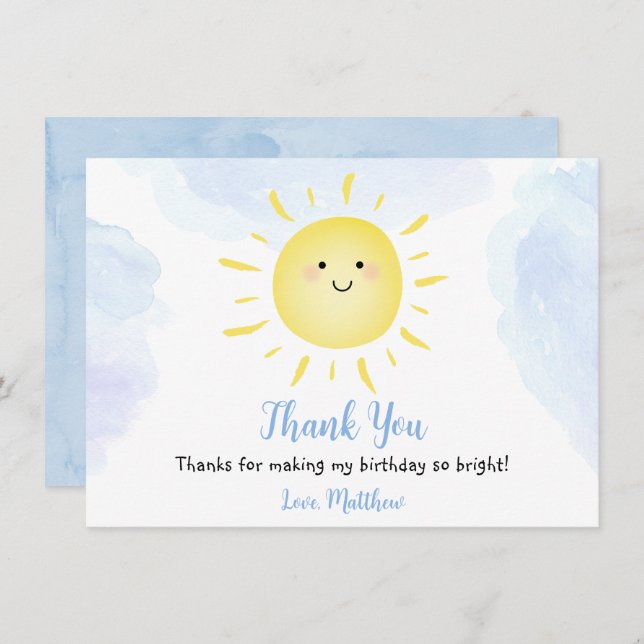 Sunshine Clouds Blue Birthday Thank You (Front/Back)